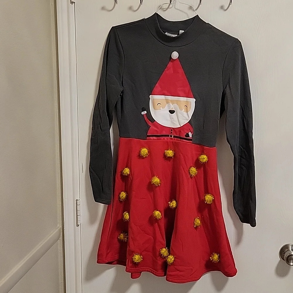Holiday Party Dress M Christmas Long Sleeve Santa Ugly‎ Sweater Dress Up Costume